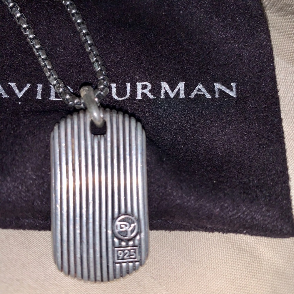 Mens David Yurman Dog Tag and Chain